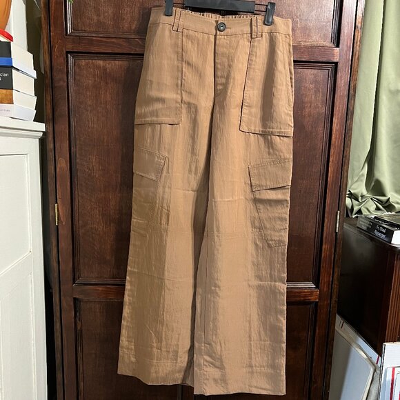 VINCE. FLUID CARGO PANTS SIZE 10 NEW WITH TAGS COLOR NILE BROWN + VINCE BLOUSE - Picture 2 of 16